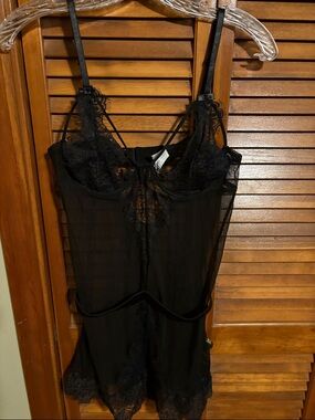 Sheer Black Lace Chemise with Adjustable Straps